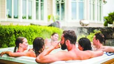 People relaxing in a hot tub - Durham Trade Shows provides home decor ideas!