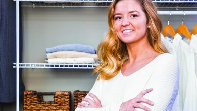 A woman following home maintenance tips