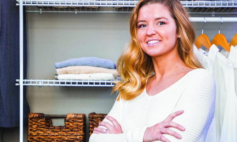 A woman following home maintenance tips